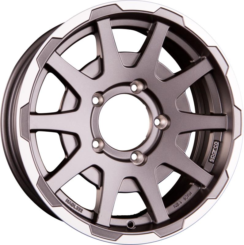 Lieti ratlankiai 5.5x16 5x139.7 ET5 Sparco Dakar Matt Dark Greey Lip Polished NO CAP